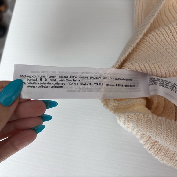 Zara Cream Cotton Knit Buttoned Vest Size L - Picture 4 of 6